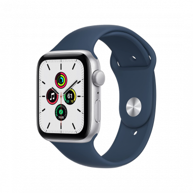 Apple Watch SE (GPS) Cassa 44 mm in alluminio color argento con Cinturino Sport blu abisso