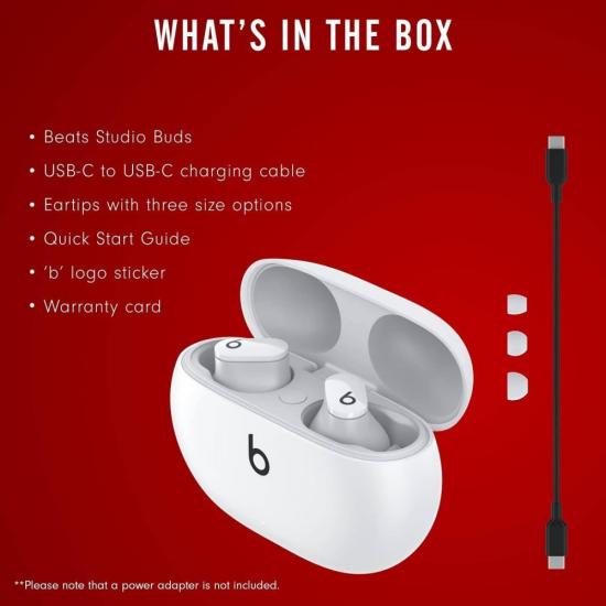 Beats Studio Buds – Auricolari bluetooth totalmente wireless con cancellazione del rumore – Bianco